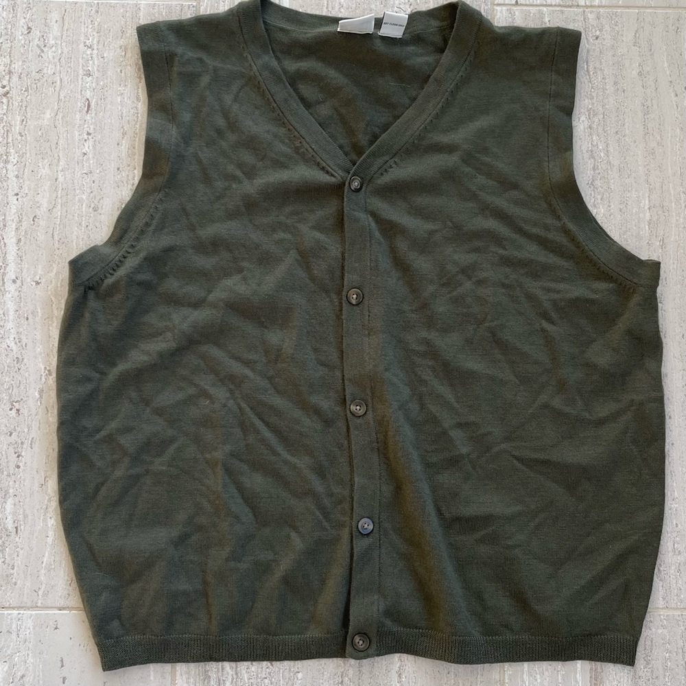 Vintage 100% Merino Wool Field Gear button down sweater vest made in Japan